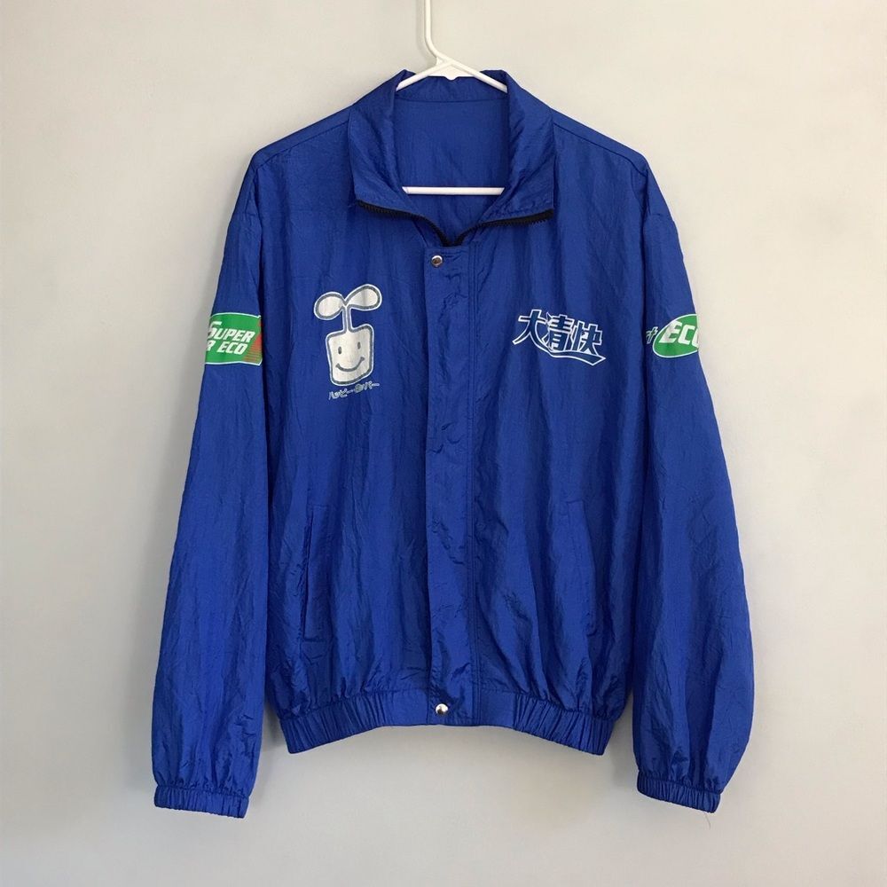 Vintage Toshiba Carrier Blue Zip Up Racing Jacket Windbreaker Super Power Eco